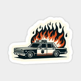 Burning police car Magnet