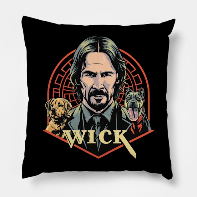 John Wick and dog Pillow by Aldrvnd