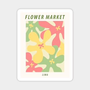 Flower market, Lima, Danish pastel aesthetic, Vibrant art, Floral art, Groovy abstract flowers Magnet