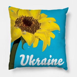 Ukraine Sunflower tourism poster Pillow