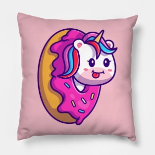 Cute Unicorn Doughnut Cartoon Pillow