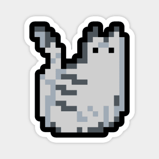 Cat Pixel Art - grey dark Magnet