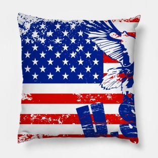 usa distressed bald eagle american flag Pillow