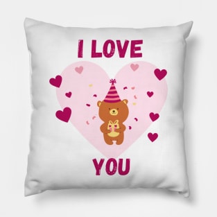 Pink I love you bear Pillow