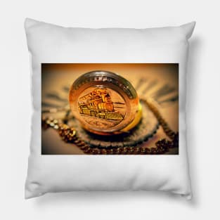 The Golden Train of Time Pillow