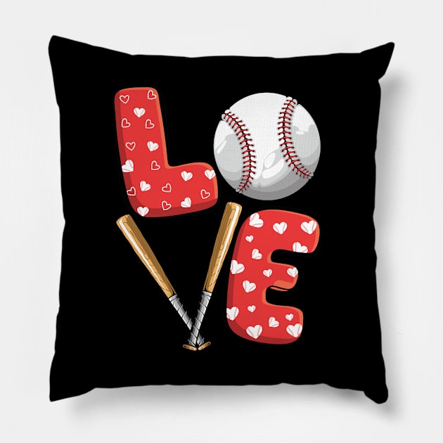 Love Baseball Valentine Boys Girls Baseball Valentines day Pillow by UNXart