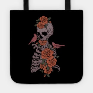 Floral Skeleton and birds Tote