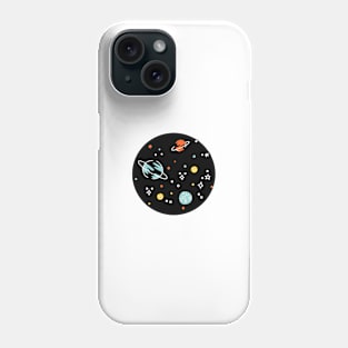 Doodle Space Pattern - Black Phone Case