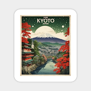 Kyoto Japan Starry Night Vintage Tourism Travel Magnet