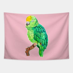 Cute and Sleepy Watercolor Parrot Tapestry