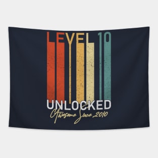 Level 10 Unlocked Awesome Since 2010 10th Birthday Video GamerGift Tapestry