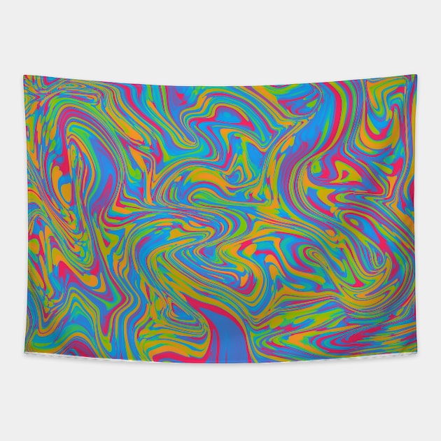 Panromantic Pride Abstract Wildly Swirled Paint Tapestry by VernenInk