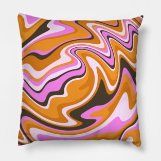 Colorful Liquid warp Abstract Swirl - Pink and Orange Pillow