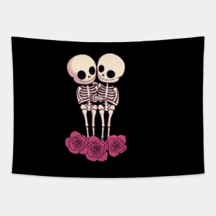 Preppy Skeleton, valentines day, pink skull Tapestry
