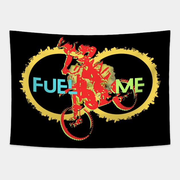 Crazy bike stunt with typography Tapestry by TeeProDesigns