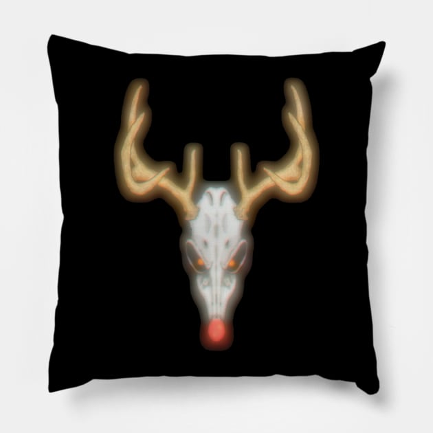 Dead-Nosed Reindeer Pillow by MalcolmKirk