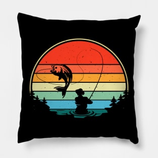 Vintage Fisherman Retro Fishing Pillow