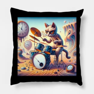 Cat playing drums Pillow