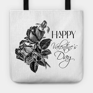 Valentine with Black Rose Flowers Bouquet Tote