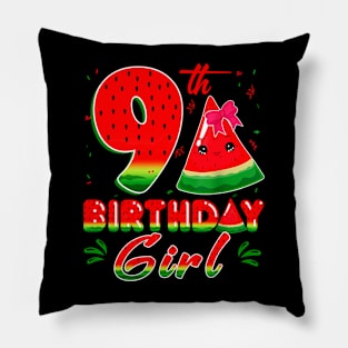 9th Watermelon Themed Fruit Birthday Girl Party Pillow