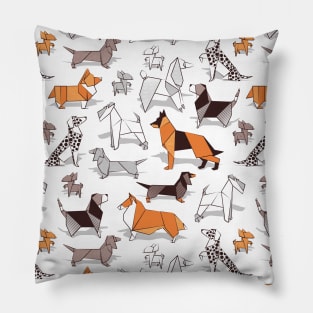 Origami doggie friends // pattern // white background Pillow