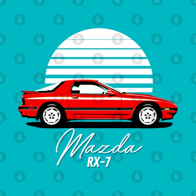 Mazda RX-7 / Retro 80s Japanese Sports Car Fan Art by DankFutura