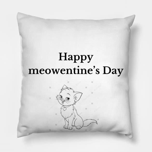 Happy meowentine’s Day Pillow by UrbanCharm