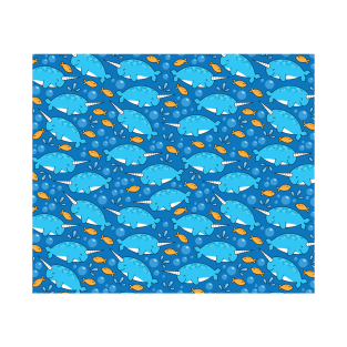 Cute Narwhal Pattern T-Shirt