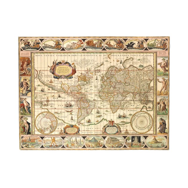 Antique Old World Map by Willem Blaeu, c. 1630 by MasterpieceCafe