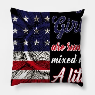 July Girls Are Sunshine Mixed Little Hurricane 4th Of July Pillow