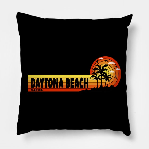 Daytona Beach Florida sunset Pillow by DisenyosDeMike