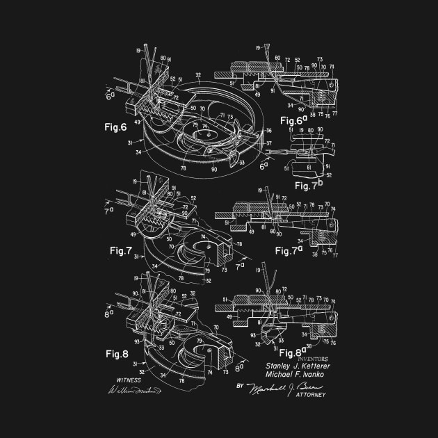 Chain Stitch for Lock Stitch Sewing Machine Vintage Patent Hand Drawing by TheYoungDesigns