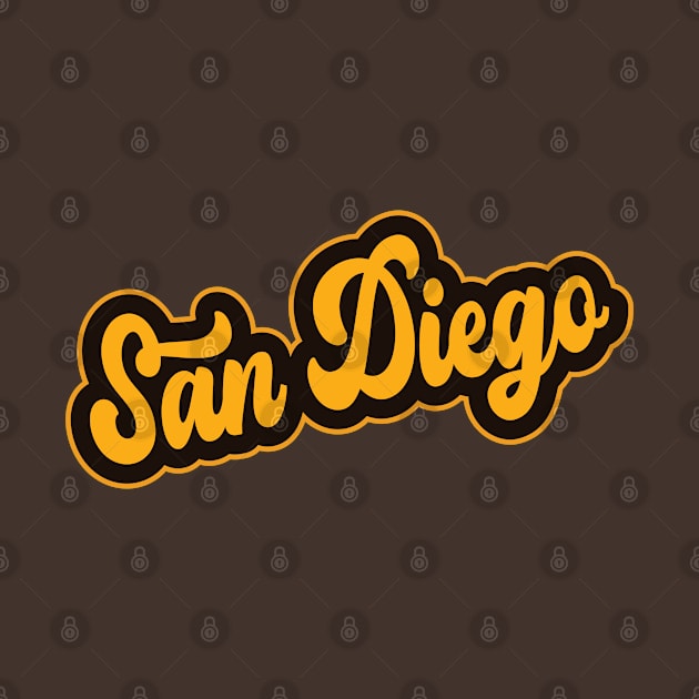 Retro Vintage 1970s Groovy Lettering San Diego by Inspire Enclave