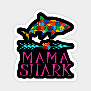 Mama Shark Autism Awarness Family Puzzle Parent New Magnet