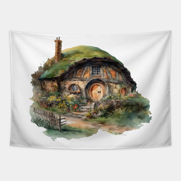 Hobbit House Tapestry by TooplesArt