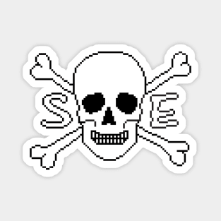 Pixelated Straight Edge Skull and Crossbones Magnet