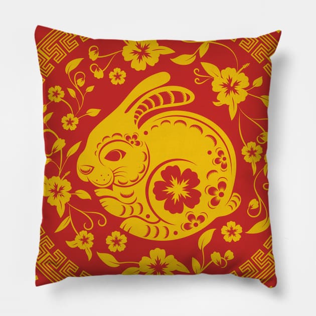 Chinese New Year Of The Rabbit Pillow by Bear Tees