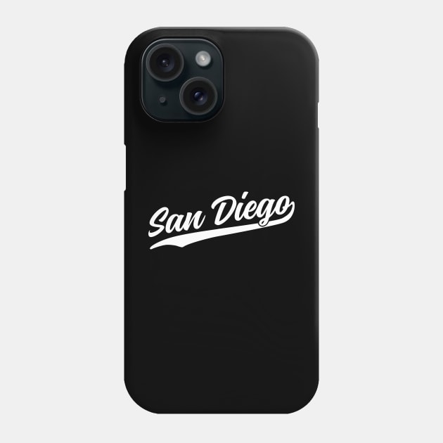 San Diego Cursive White Vintage Athletic Script Phone Case by DetourShirts