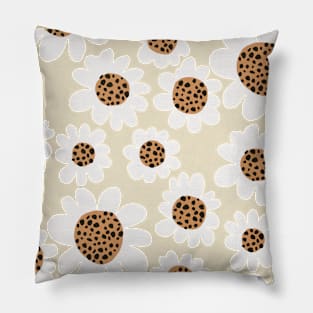 Leopard white flowers Pillow