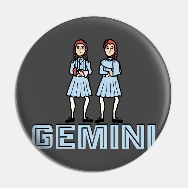 "Gemini" Shining Twins Zodiac Graphic Pin by LochNestFarm