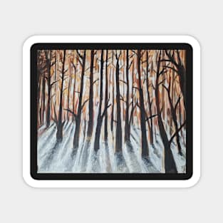 Sun in the forest - hand painted in acrylic Magnet