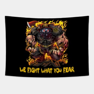 Firefighter Tough Cartoon Beast Fight Fear Tapestry