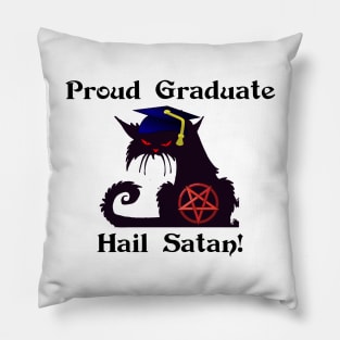 "Proud Graduate Hail Satan!" Satanic Cat Congratulations Pillow