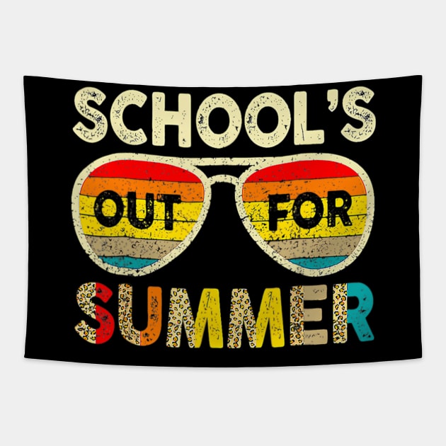 Retro Last Day Of School Cool Teacher Schools Out For Summer Tapestry by fatmehedo8