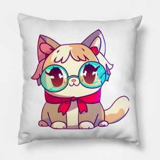 Cat wearing glasses Pillow