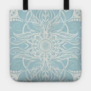 Floral Pattern in Duck Egg Blue & Cream Tote