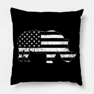 American Flag Rhino USA Conservation TShirt Pillow