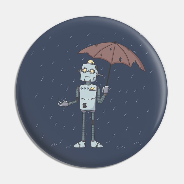 Old Robot in the Rain Pin by KammyBale