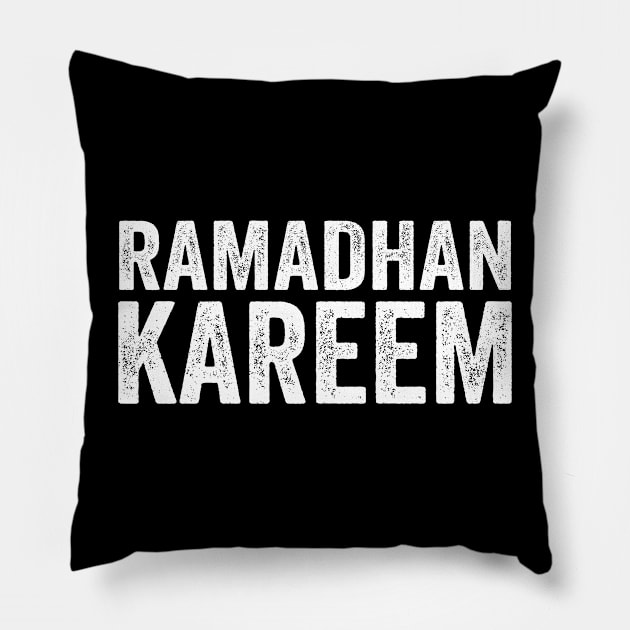 Ramadhan Kareem - Text Style White Font Pillow by jorinde winter designs