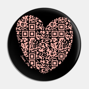 Pastel Red Rick Astley Rickroll QR Code Heart Art Pin